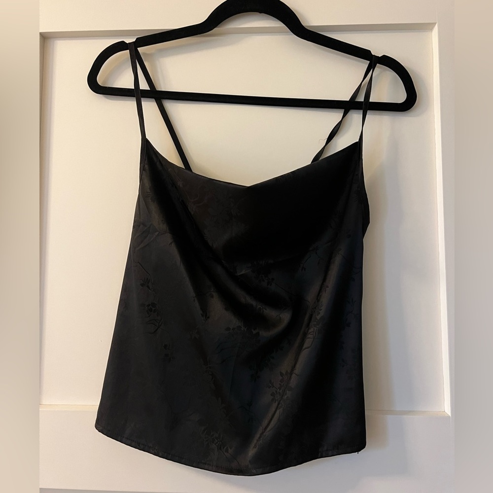 Black silk tank top